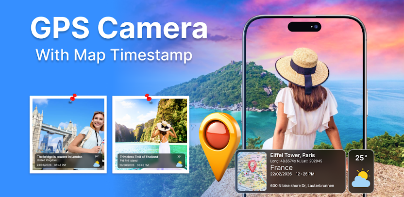 GPS Map Camera app screens